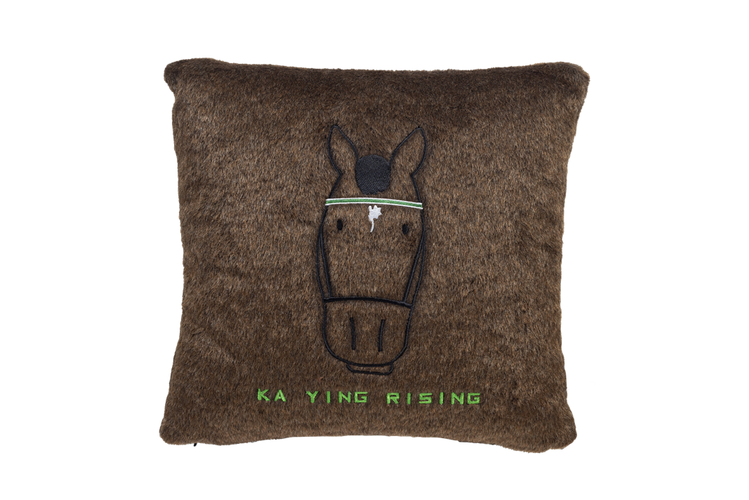 Gift at Races. Champion Horse Cushion - Ka Ying Rising