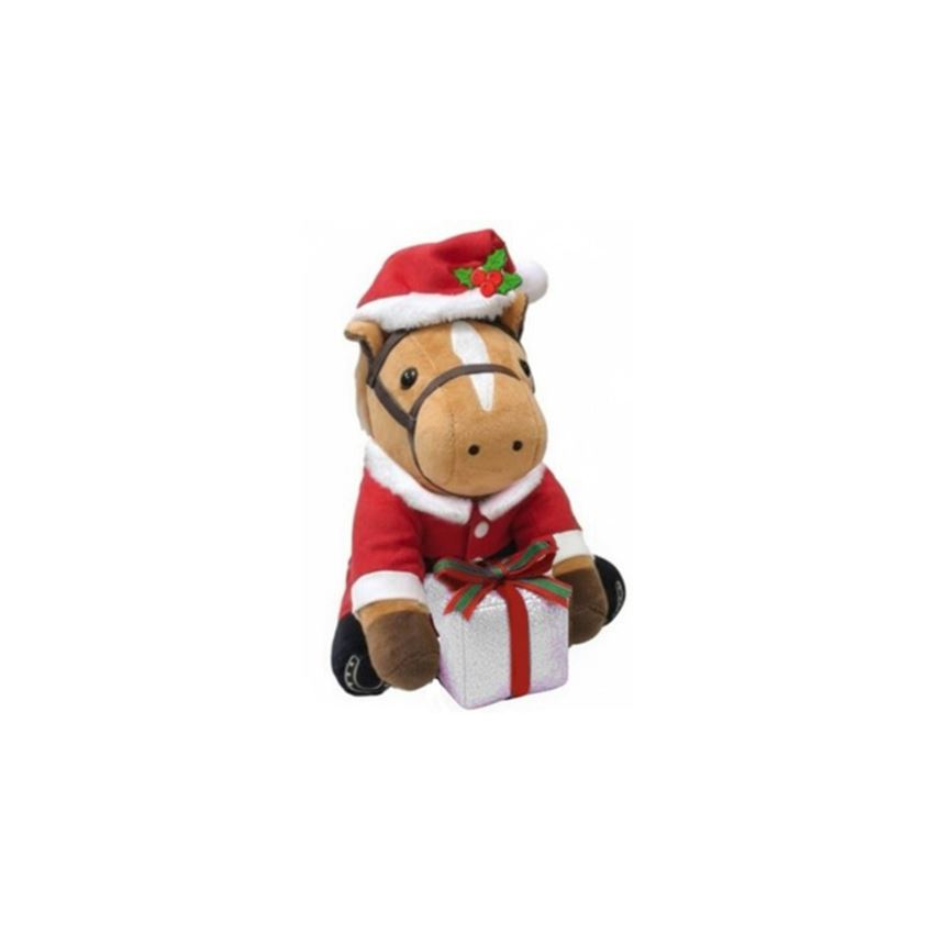 Picture of Christmas-themed Sitting Horse Plush (Brown)