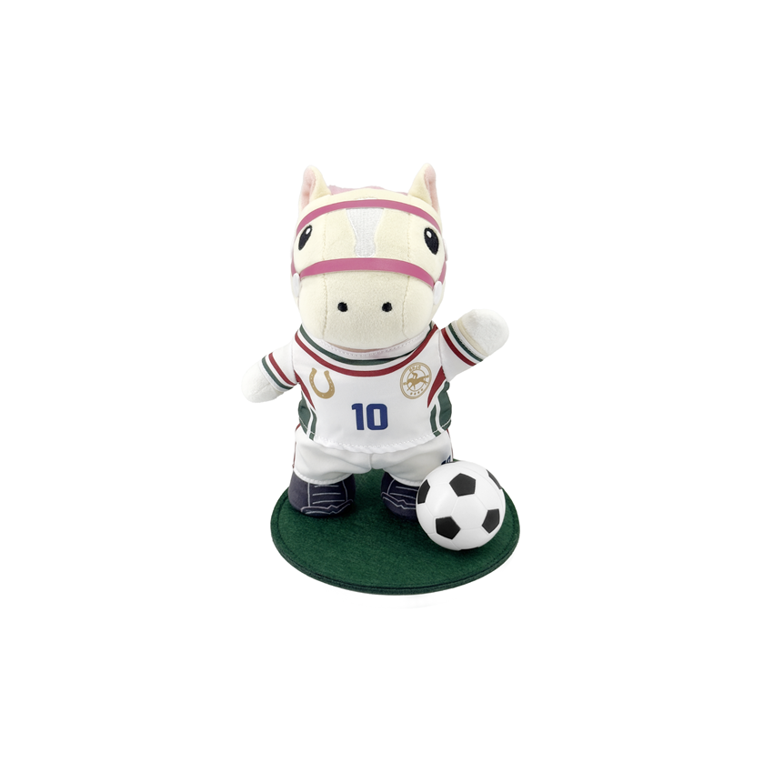 Picture of Football Standing Horse Plush with White Kit and Accessory (Brown / Cream)