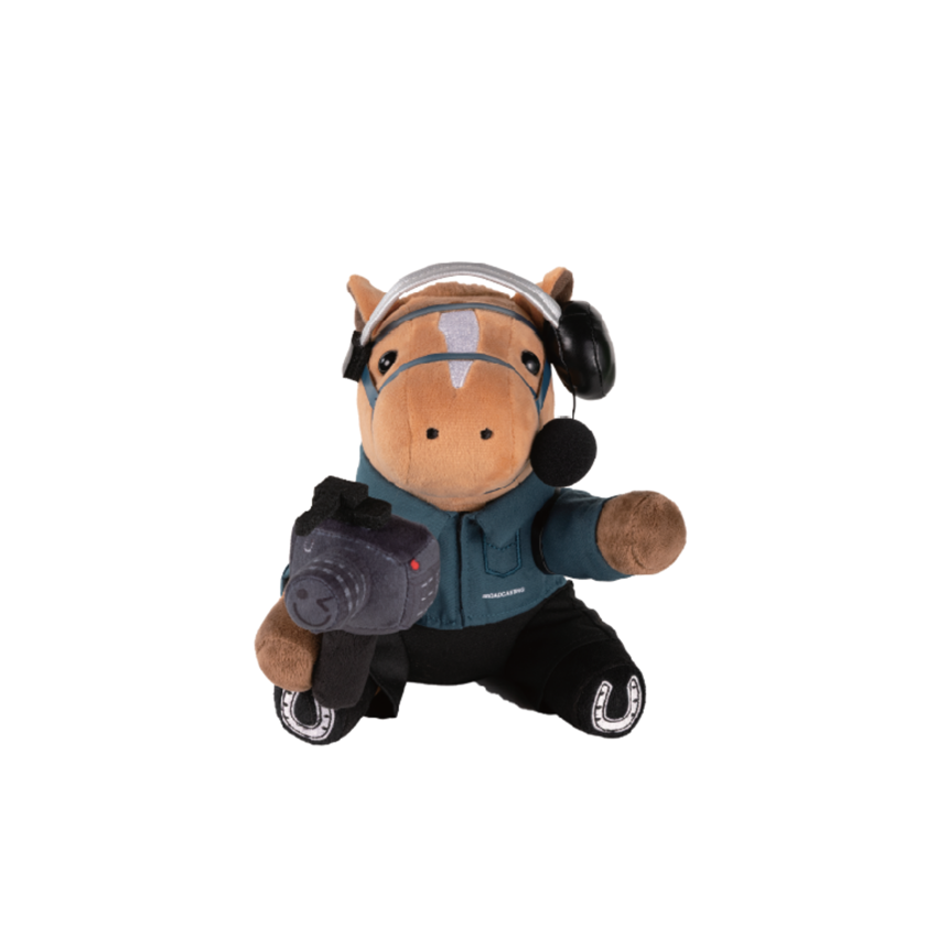 Picture of Sitting Horse Plush with Broadcasting Cameraman Outfit Set