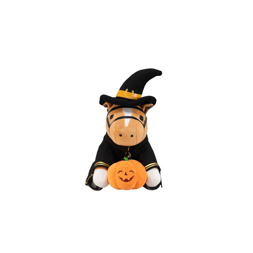 Picture of Halloween-themed Sitting Horse Plush with Pumpkin Accessory