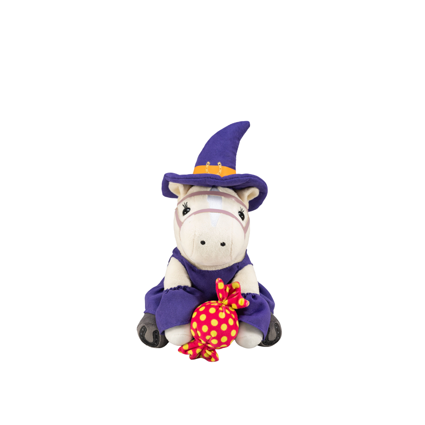 Picture of Halloween-themed Sitting Horse Plush with Candy Accessory